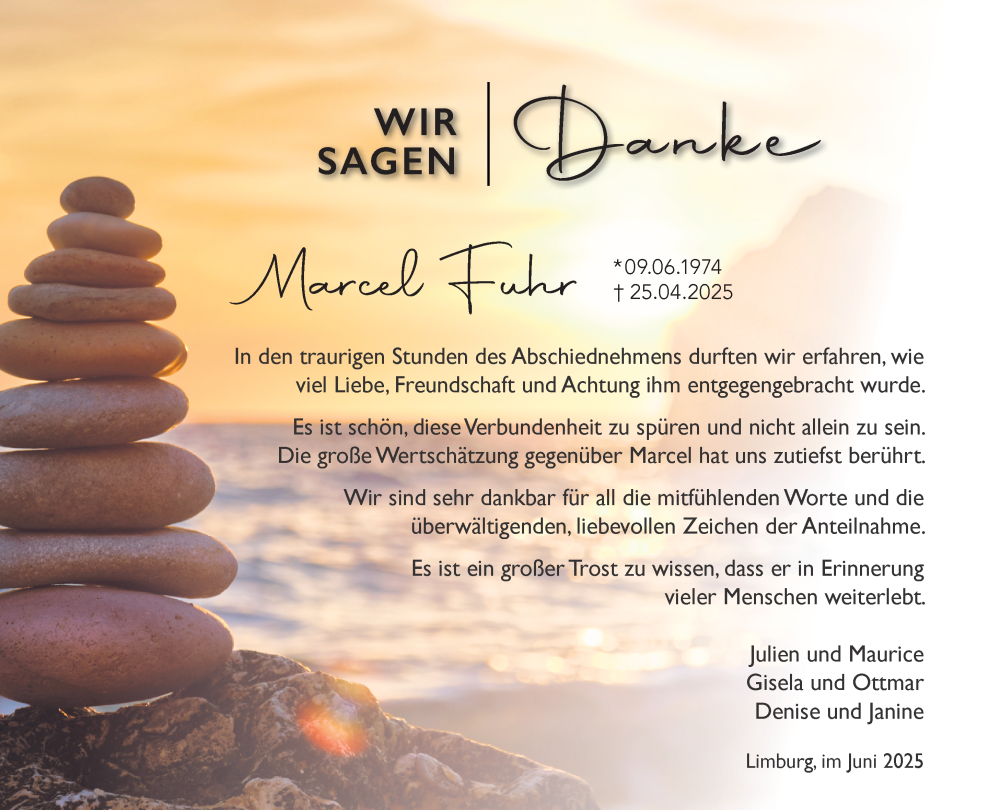  Traueranzeige für Marcel Fuhr vom 07.06.2025 aus Nassauische Neue Presse