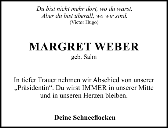 Traueranzeige von Margret Weber von Darmstädter Echo