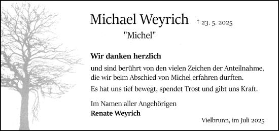 Traueranzeige von Michael Weyrich von Odenwälder Echo