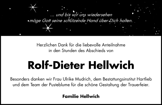 Traueranzeige von Rolf-Dieter Hellwich von Camberger Anzeiger