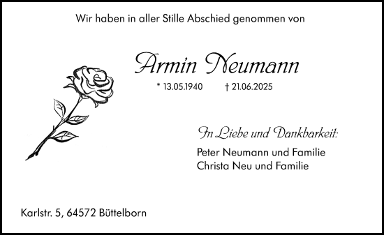Traueranzeige von Armin Neumann von Groß-Gerauer Echo