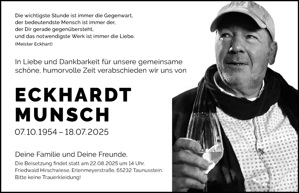  Traueranzeige für Eckhardt Munsch vom 26.07.2025 aus Wiesbadener Kurier