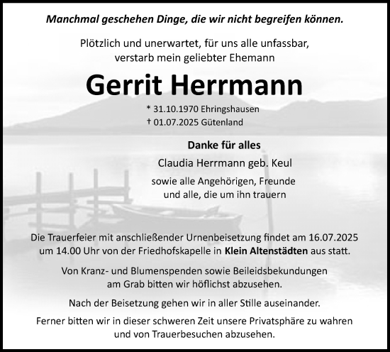 Traueranzeige von Gerrit Herrmann von Wetzlarer Neue Zeitung