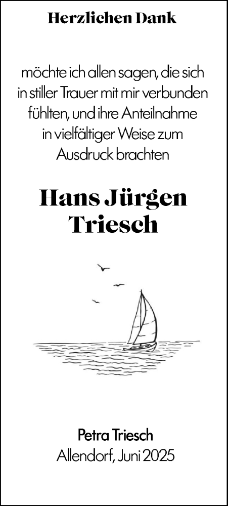 Traueranzeige von Hans Jürgen Triesch von Dill Block