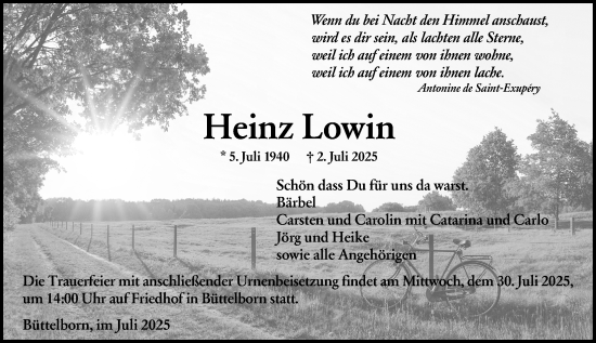 Traueranzeige von Heinz Lowin von Groß-Gerauer Echo