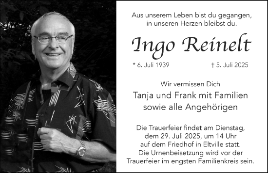 Traueranzeige von Ingo Reinelt von Wiesbadener Kurier