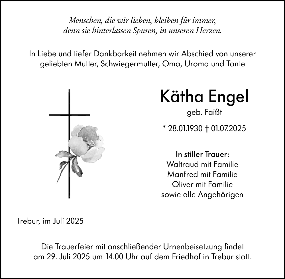  Traueranzeige für Kätha Engel vom 19.07.2025 aus Groß-Gerauer Echo