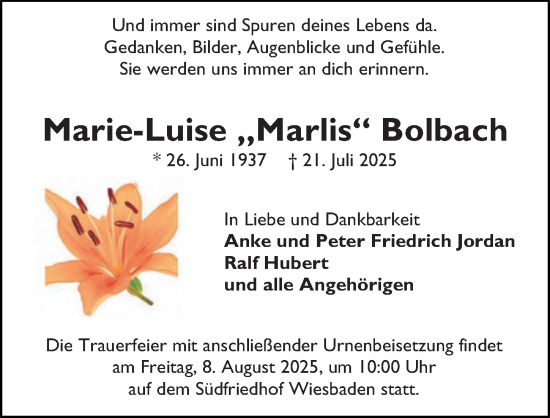 Traueranzeige von Marie-Luise Marie-Luise von Wiesbadener Kurier
