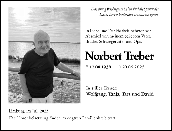 Traueranzeige von Norbert Treber von Nassauische Neue Presse