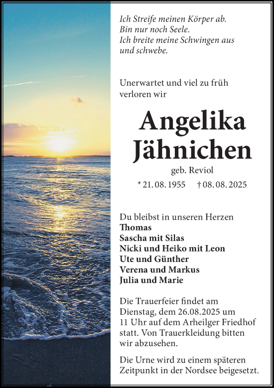 Traueranzeige von Angelika Jähnichen von Darmstädter Echo