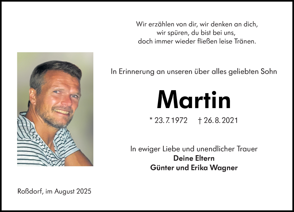  Traueranzeige für Martin Wagner vom 26.08.2025 aus Darmstädter Echo