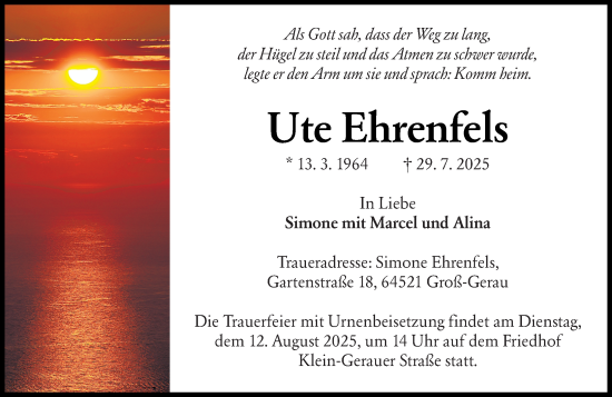 Traueranzeige von Ute Ehrenfels von Groß-Gerauer Echo