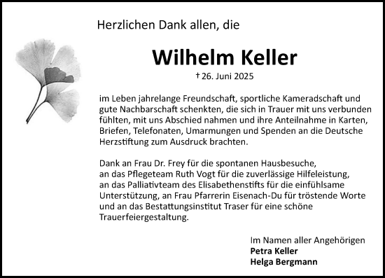 Traueranzeige von Wilhelm Keller von Darmstädter Echo