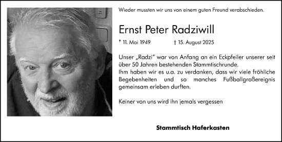 Traueranzeige von Ernst Peter Radziwill von Rüsselsheimer Echo