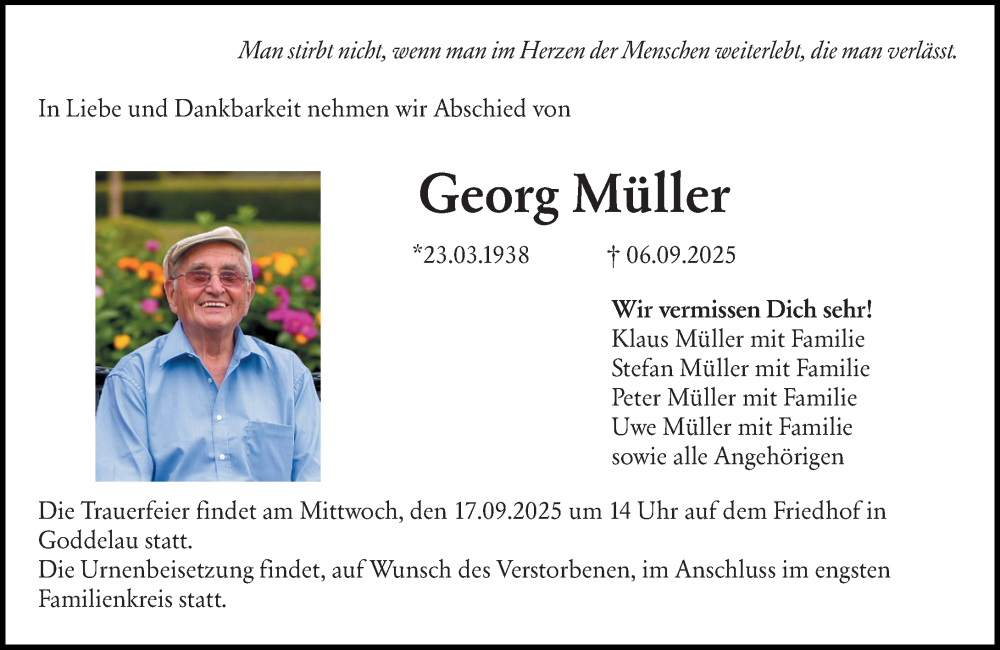  Traueranzeige für Georg Müller vom 13.09.2025 aus Groß-Gerauer Echo