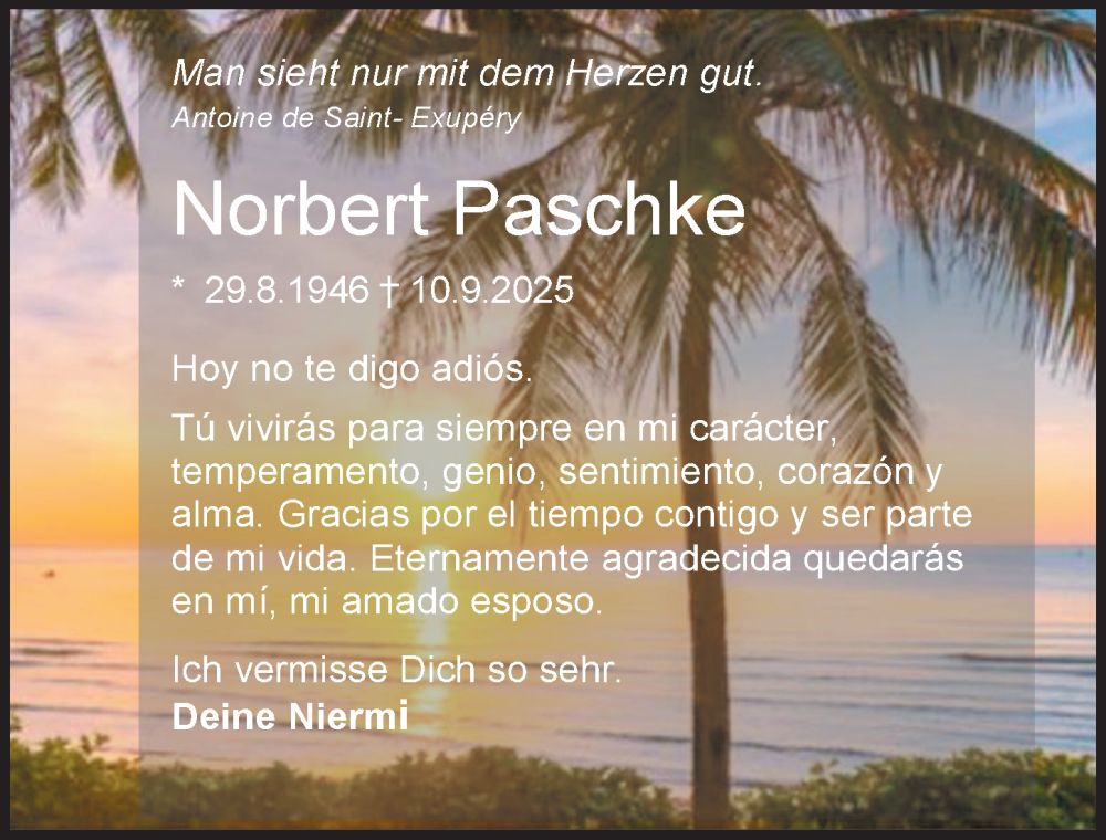  Traueranzeige für Norbert Paschke vom 20.09.2025 aus Darmstädter Echo
