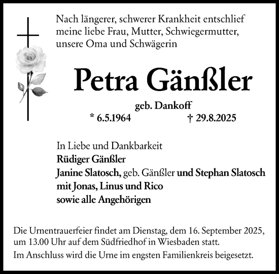 Traueranzeige von Petra Gänßler von Hochheimer Zeitung