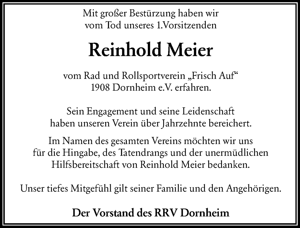  Traueranzeige für Reinhold Meier vom 27.09.2025 aus Groß-Gerauer Echo