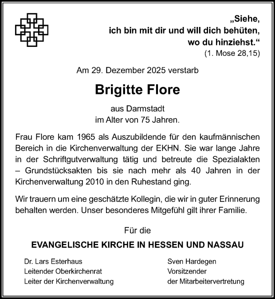 Traueranzeige von Brigitte Flore von Darmstädter Echo