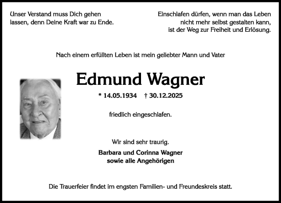 Traueranzeige von Edmund Wagner von Wiesbadener Kurier