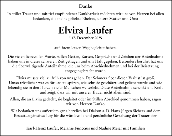 Traueranzeige von Elvira Laufer von Wiesbadener Kurier