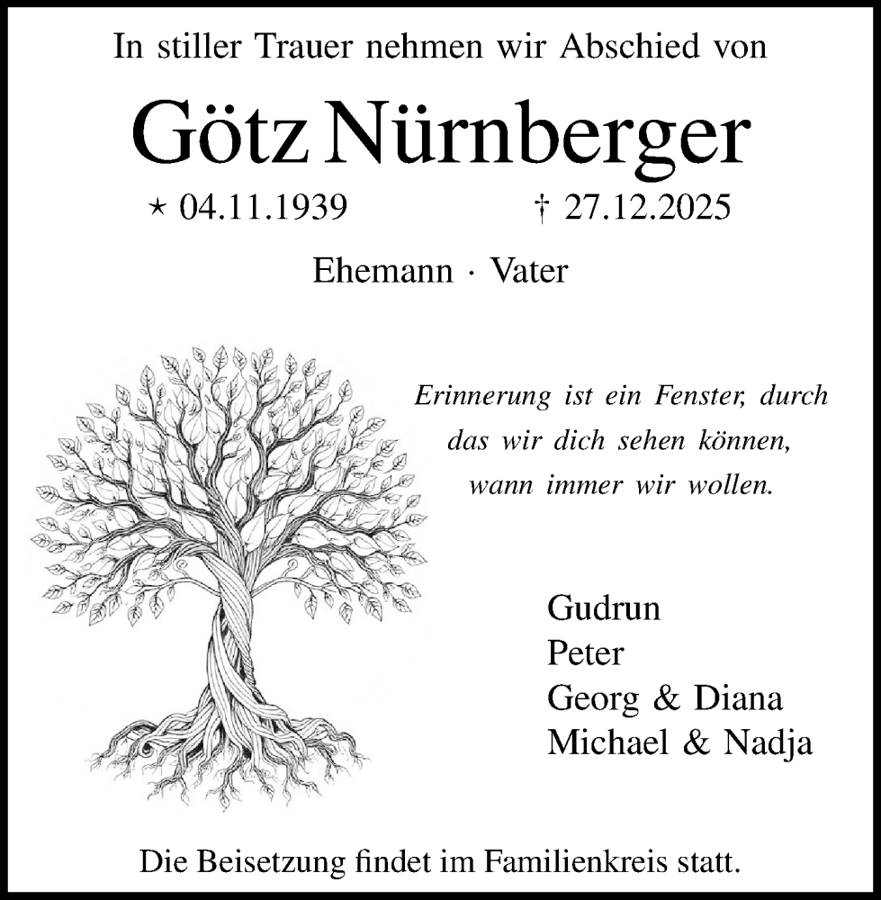  Traueranzeige für Götz Nürnberger vom 03.01.2026 aus Odenwälder Echo