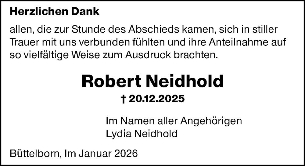  Traueranzeige für Robert Neidhold vom 24.01.2026 aus Groß-Gerauer Echo
