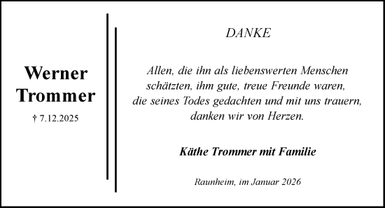 Traueranzeige von Werner Trommer von Rüsselsheimer Echo